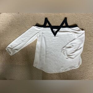 Cold Shoulder Blouse with Black Accents